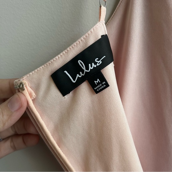 Lulu’s Light Peach Mini Dress Size Medium, Semi Formal, Lace, Sheer - Picture 3 of 9